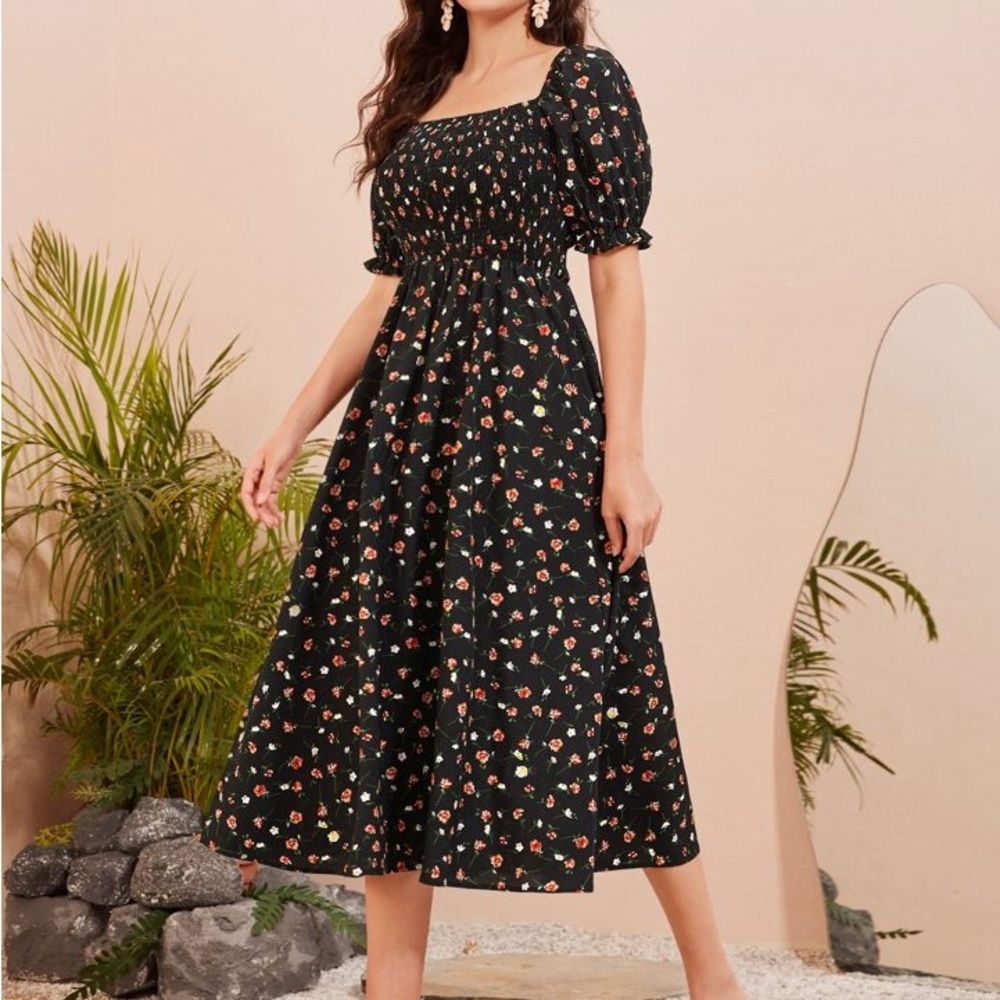 Floral Black Dress